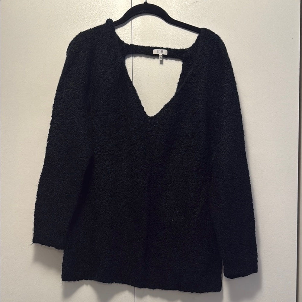 Tobi Black V-Neck Sweater Knit Long Sleeve